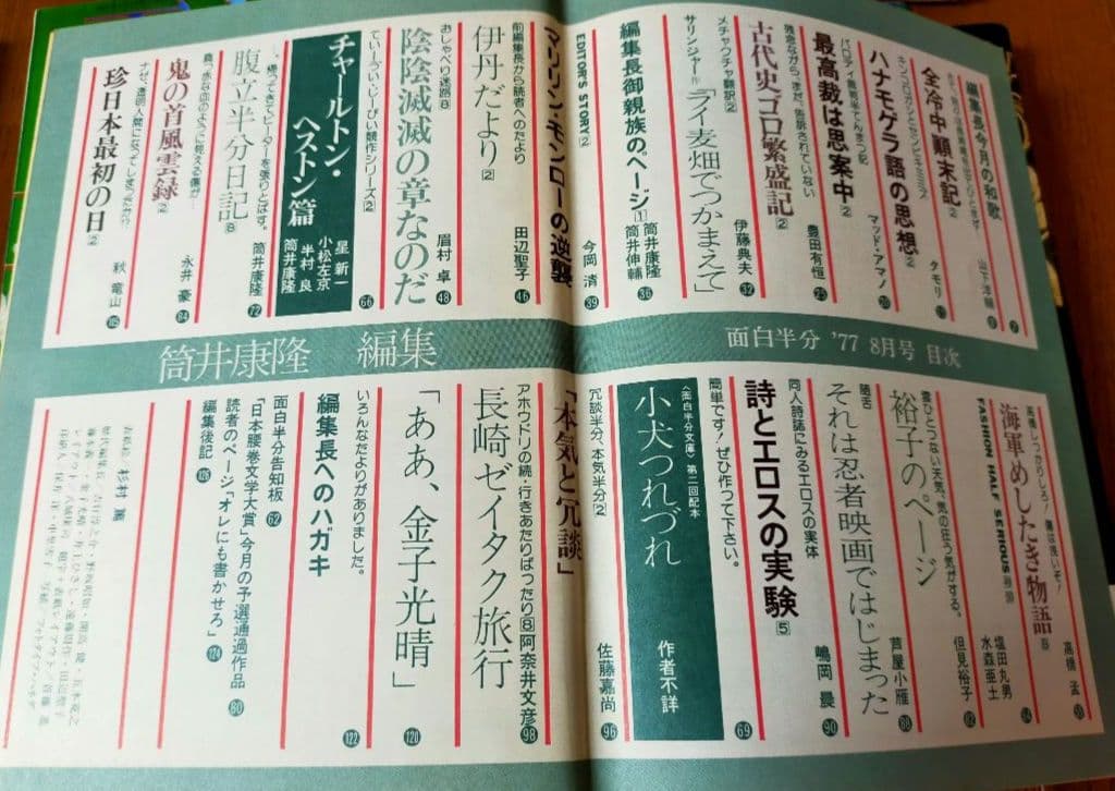 雑誌「面白半分」14冊 筒井康隆編集 タモリ連載 77年7月号～78年8月号