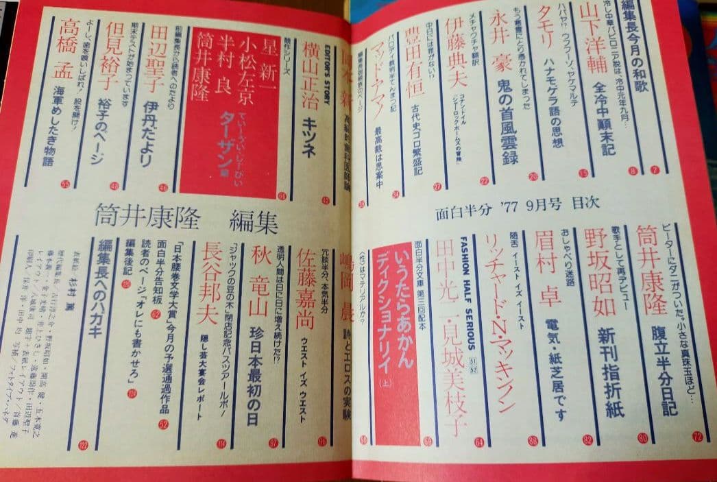雑誌「面白半分」14冊 筒井康隆編集 タモリ連載 77年7月号～78年8月号
