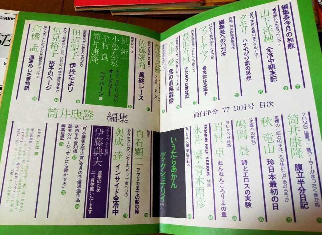 雑誌「面白半分」14冊 筒井康隆編集 タモリ連載 77年7月号～78年8月号