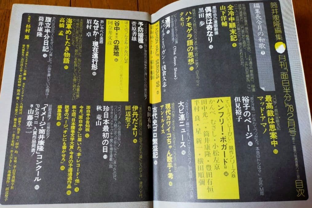 雑誌「面白半分」14冊 筒井康隆編集 タモリ連載 77年7月号～78年8月号