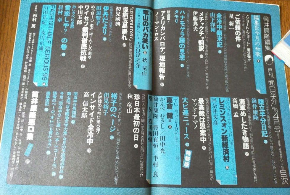 雑誌「面白半分」14冊 筒井康隆編集 タモリ連載 77年7月号～78年8月号