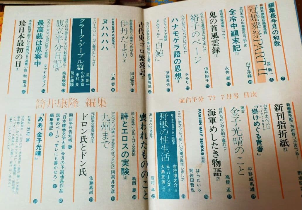 雑誌「面白半分」14冊 筒井康隆編集 タモリ連載 77年7月号～78年8月号