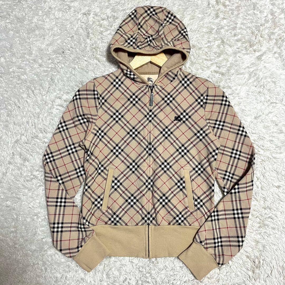 ✨希少✨Burberry ジップアップパーカー ノバチェック ロゴジップ M相当