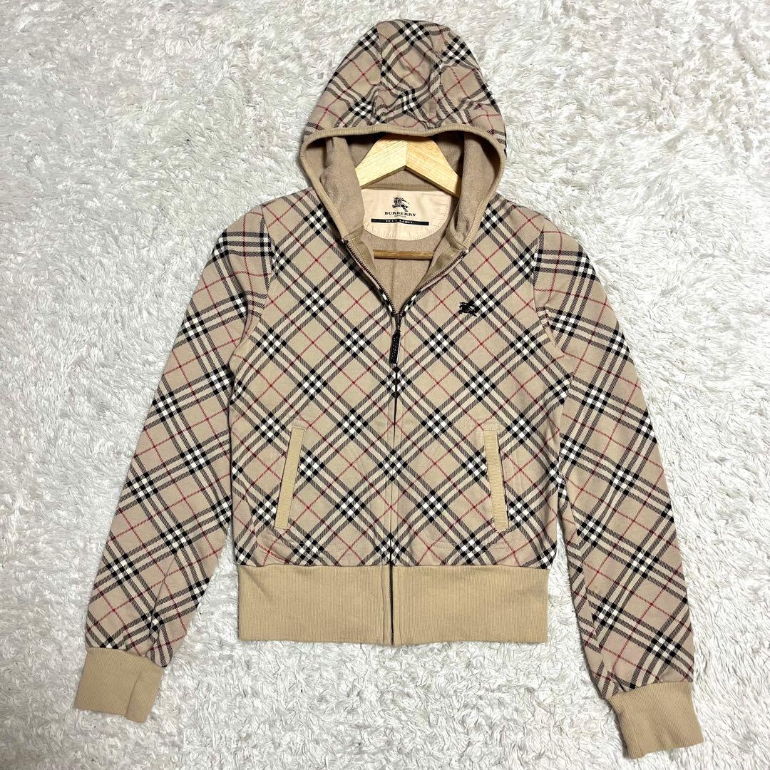 ✨希少✨Burberry ジップアップパーカー ノバチェック ロゴジップ M相当