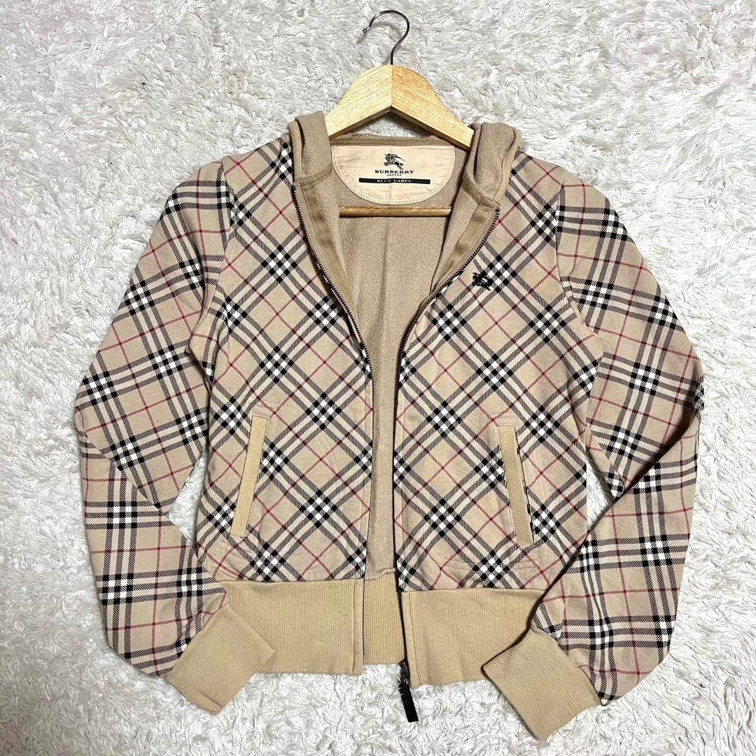 ✨希少✨Burberry ジップアップパーカー ノバチェック ロゴジップ M相当