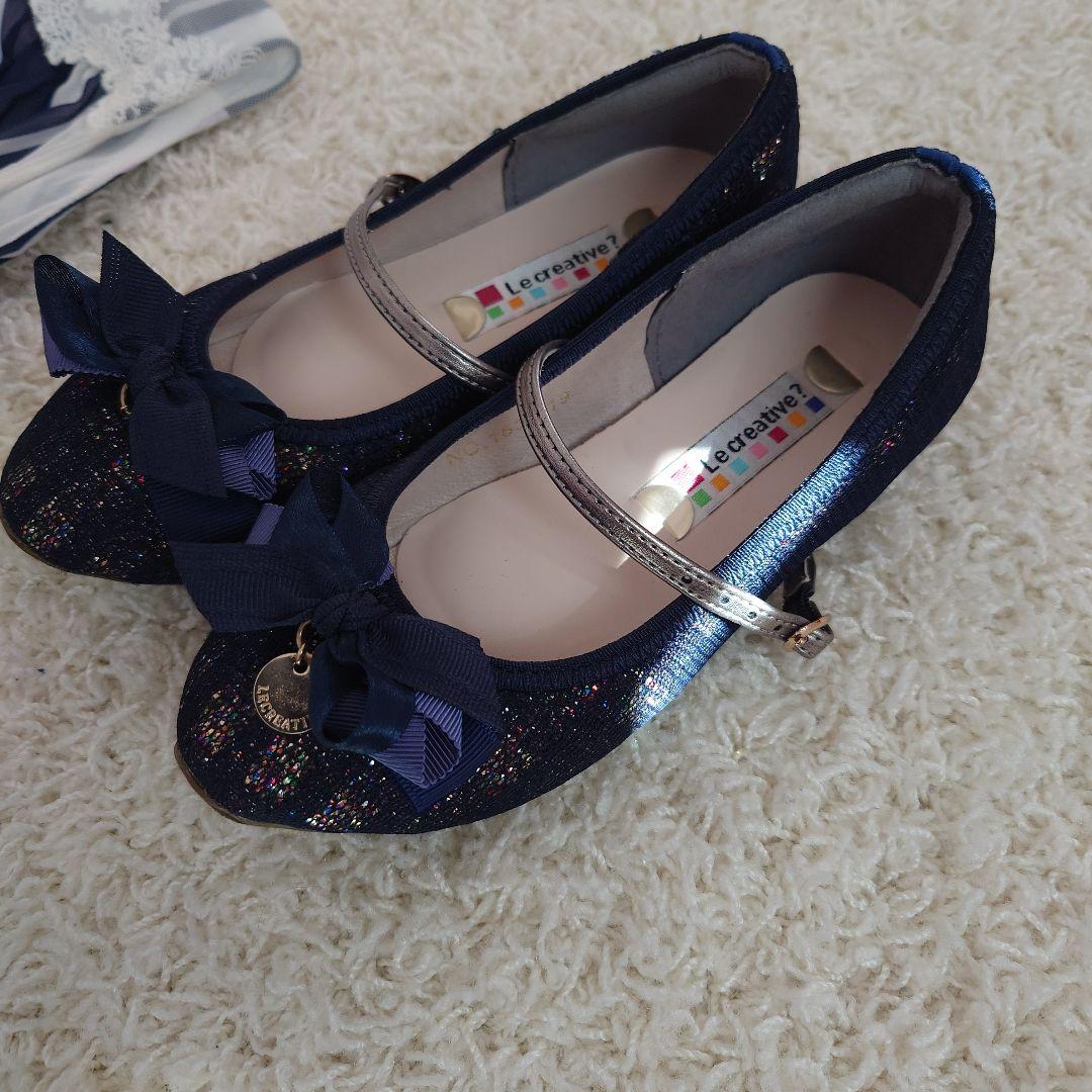 ANNASUI mini★シフォンワンピース130★フォーマルシューズセット