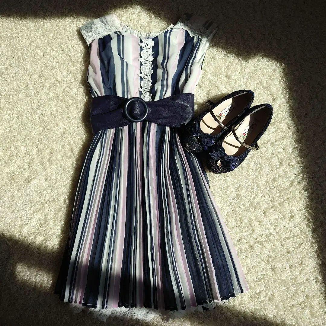 ANNASUI mini★シフォンワンピース130★フォーマルシューズセット