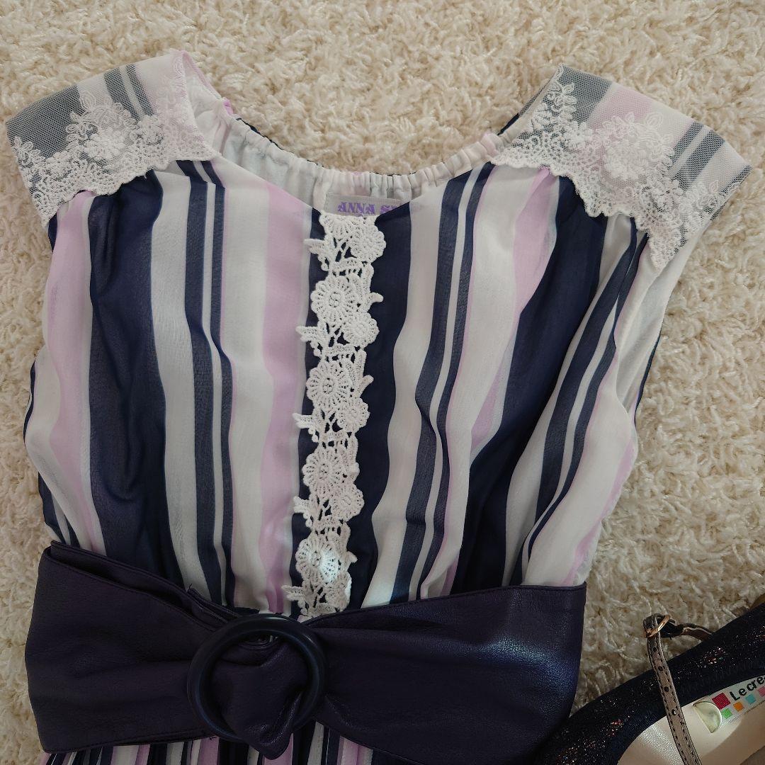 ANNASUI mini★シフォンワンピース130★フォーマルシューズセット