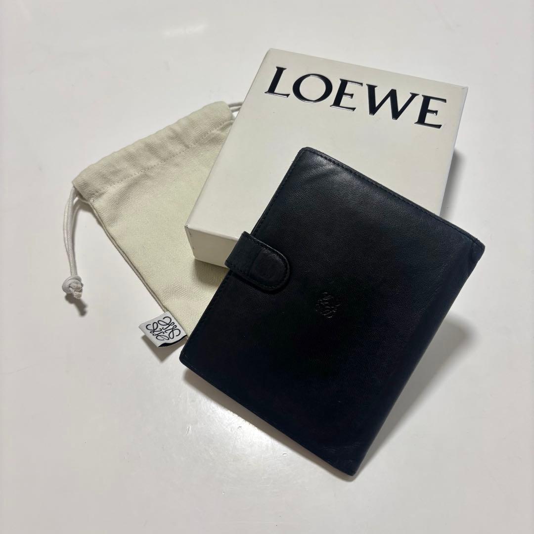 【定価¥95600】LOEWE ニつ折り財布 ブラック ロエベ 本革《超激レア》