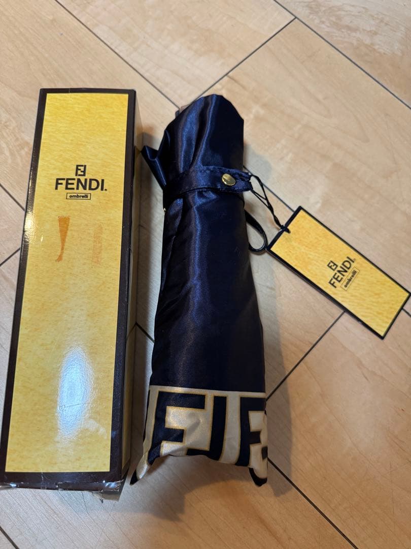 新品未使用 FENDI 折り畳み傘 ズッカ柄 ネイビー 高級 雨具 フェンディ