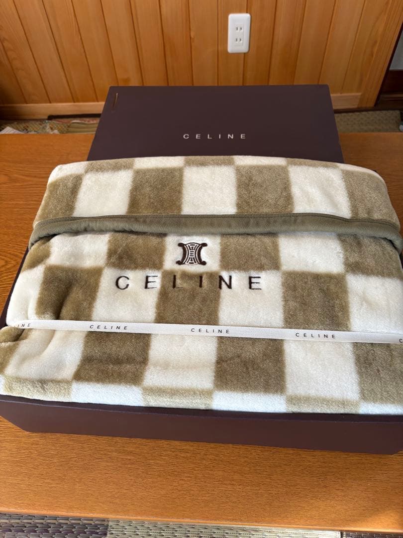 CELINE チェック柄アクリルニューマイヤー毛布