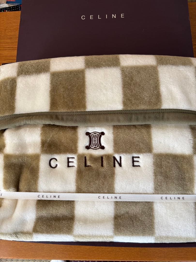 CELINE チェック柄アクリルニューマイヤー毛布