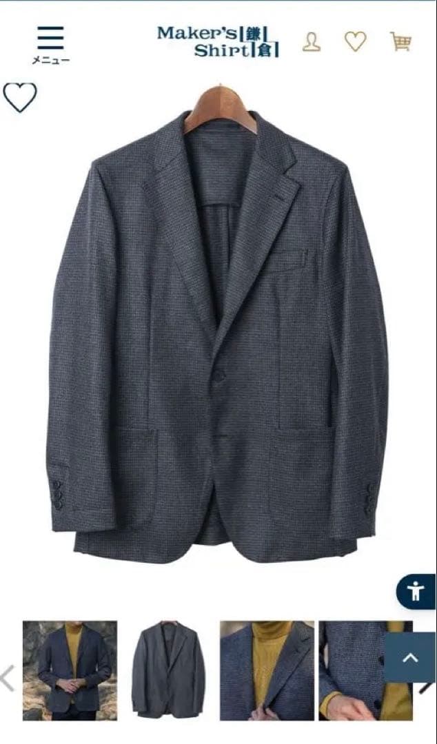 鎌倉シャツ　ハウンドトゥース　シャツジャケット