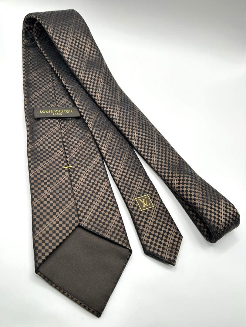 LOUIS VUITTON ルイヴィトン ネクタイ ダミエ柄 ブラウン シルク