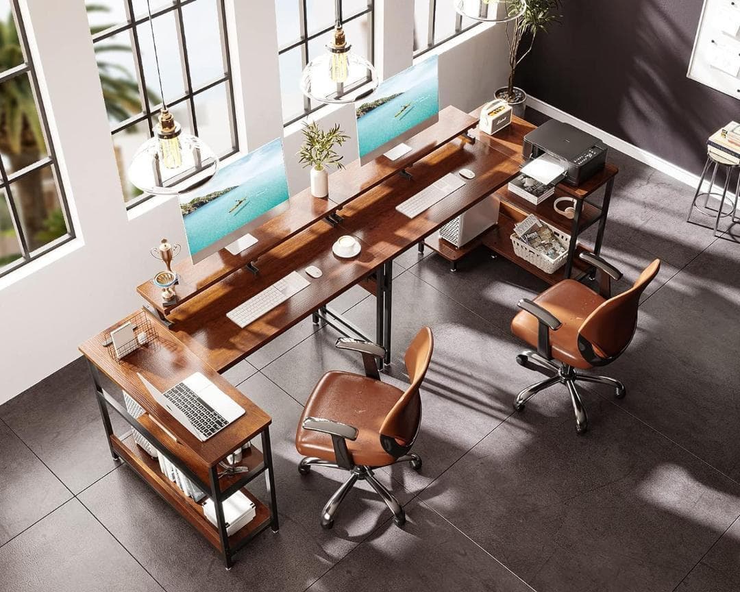 【M2389-168-120】パソコンデスク L字型　幅120cm コンセント付