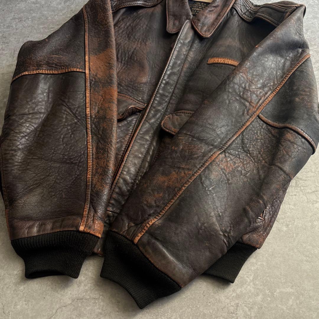 AVIREX アヴィレックス【S】A-2 フライトジャケット 本革 ブラウン