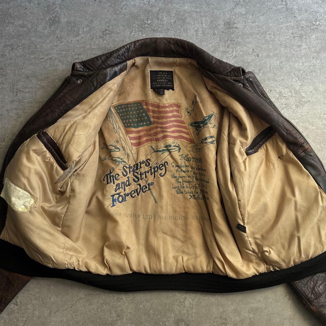 AVIREX アヴィレックス【S】A-2 フライトジャケット 本革 ブラウン