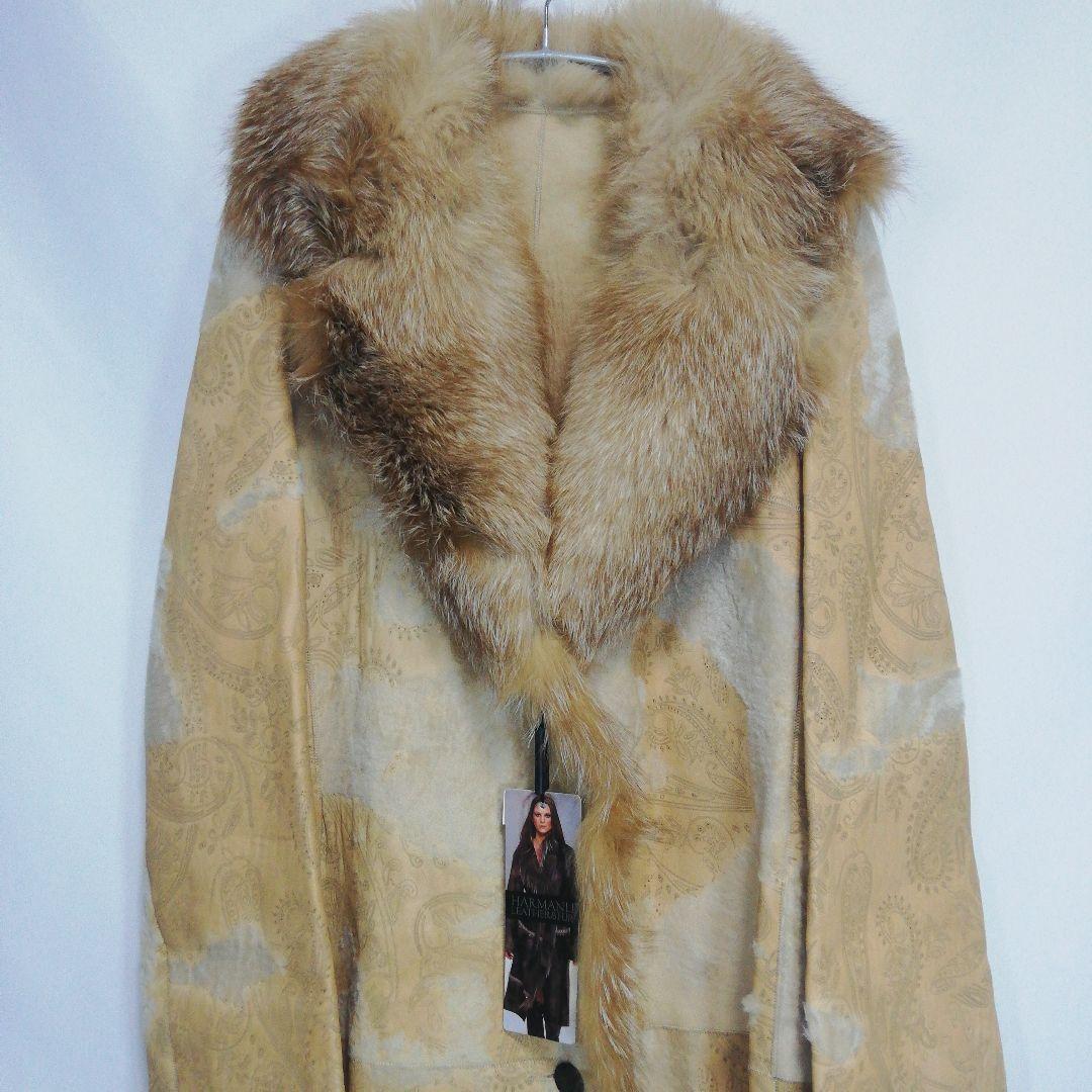 HARMANLI レザーコート ロングコート ロング丈 ペイズリー ファー 本革