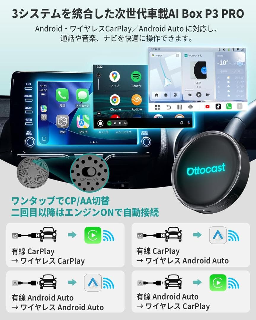 【新品未開封】Ottocast P3 Pro Android13 8G+128G