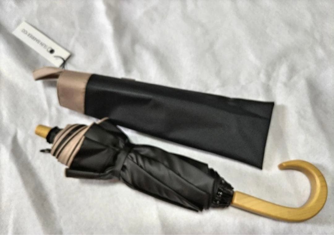 サンバリア　日傘　２段折 / コンビ　ピンク　ベージュ黒　新品