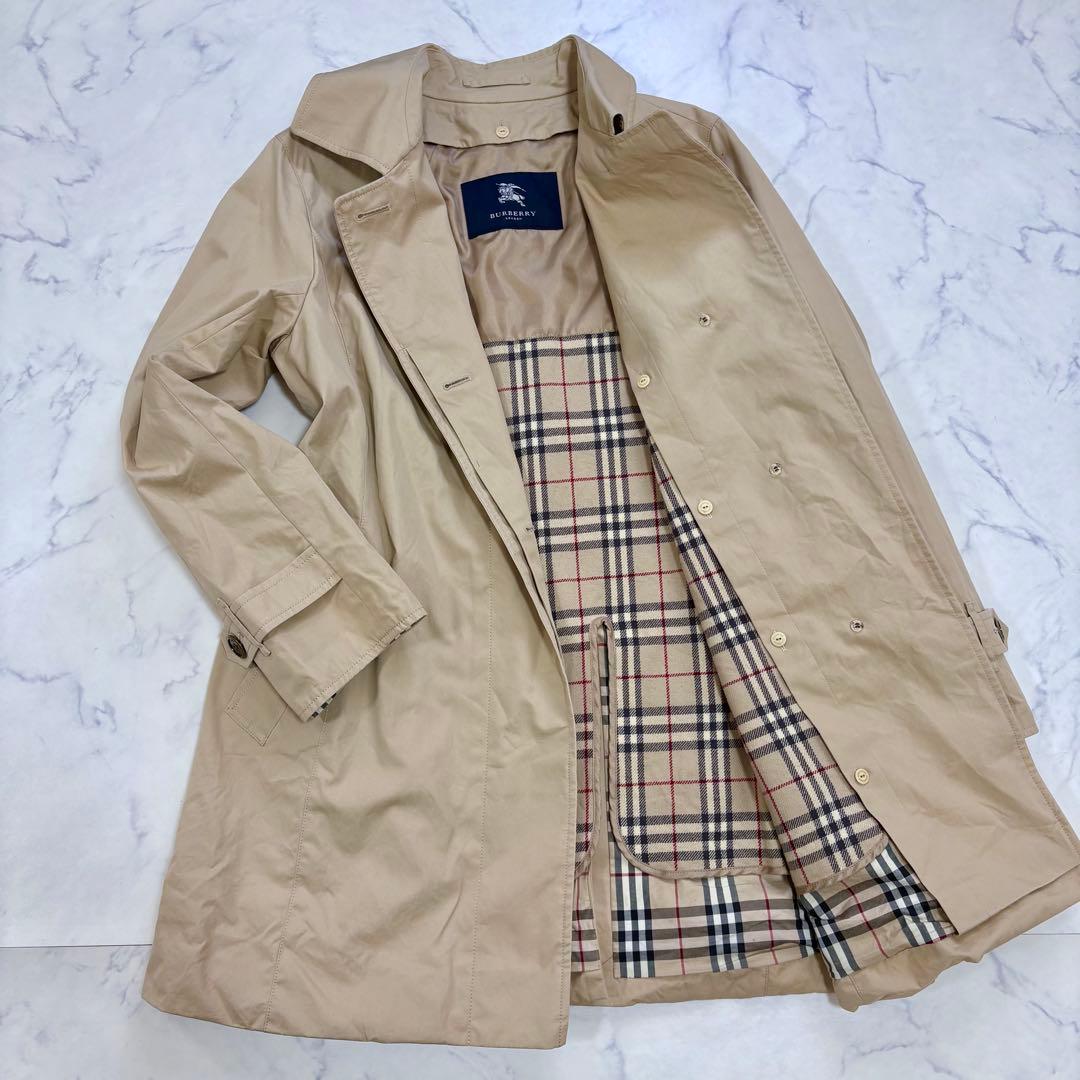 美品 バーバリー ロンドン ステンカラーコート ノバチェックライナー付 L相当