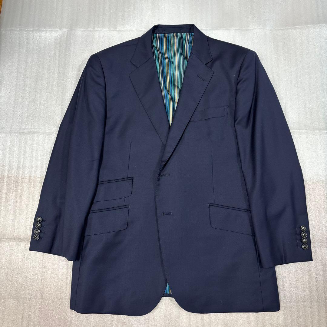 美品✨秋冬大きいサイズ 約BE5 最高級ゼニア生地 百貨店オーダー ネイビー無地