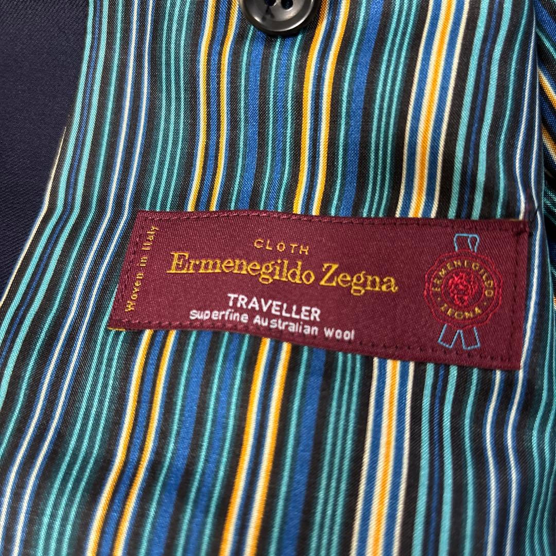 美品✨秋冬大きいサイズ 約BE5 最高級ゼニア生地 百貨店オーダー ネイビー無地