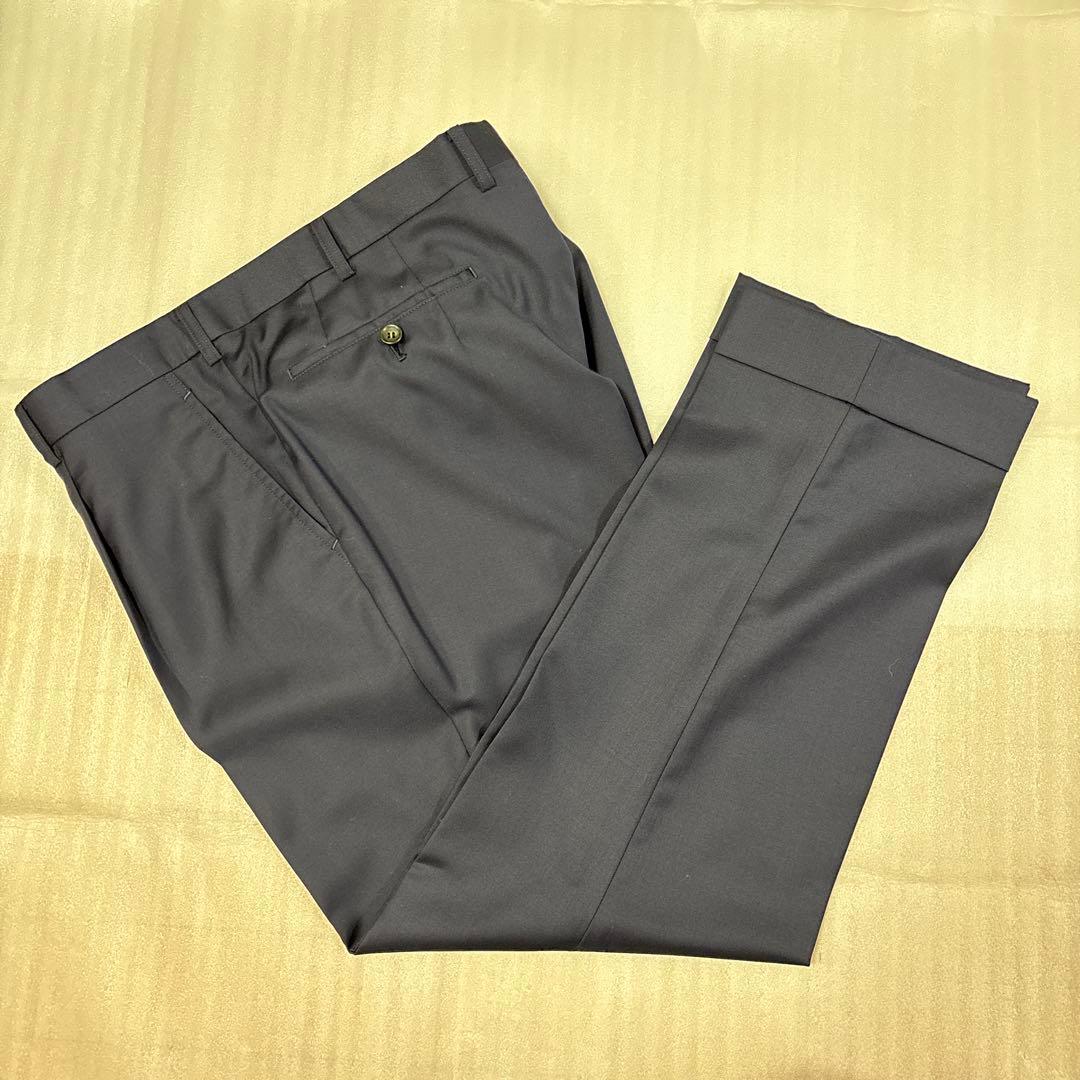 美品✨秋冬大きいサイズ 約BE5 最高級ゼニア生地 百貨店オーダー ネイビー無地