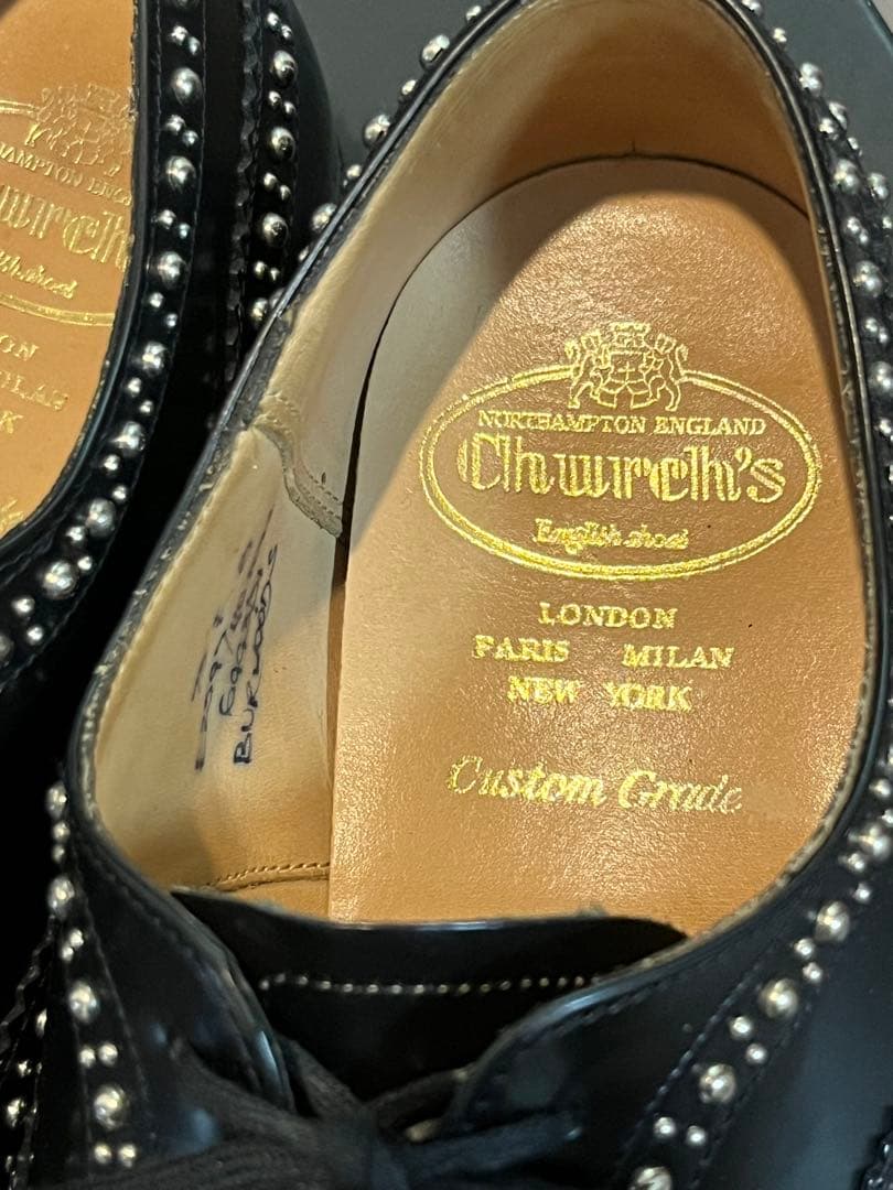 値下げ　チャーチ　メンズBURWOOD スタッズ付き ブラック　美品