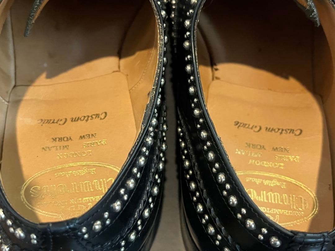 値下げ　チャーチ　メンズBURWOOD スタッズ付き ブラック　美品