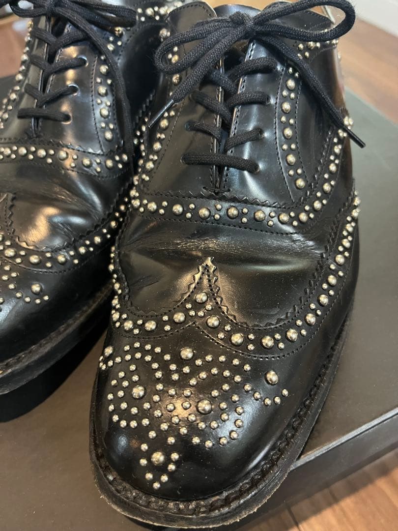 値下げ　チャーチ　メンズBURWOOD スタッズ付き ブラック　美品