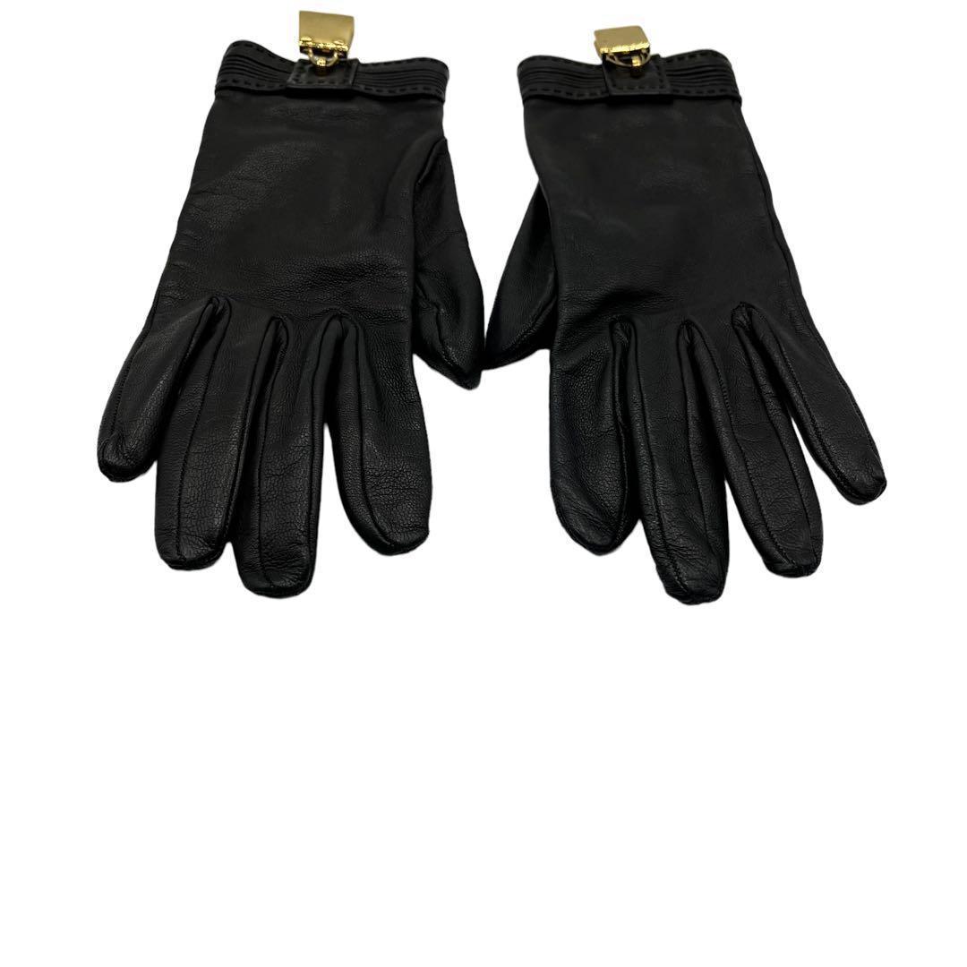 美品 エルメス ラムスキン コンスタンス ケリー 6 グローブ 黒 レディース