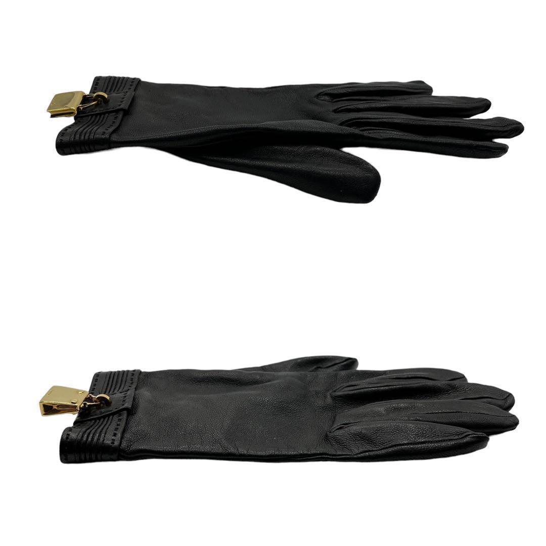 美品 エルメス ラムスキン コンスタンス ケリー 6 グローブ 黒 レディース