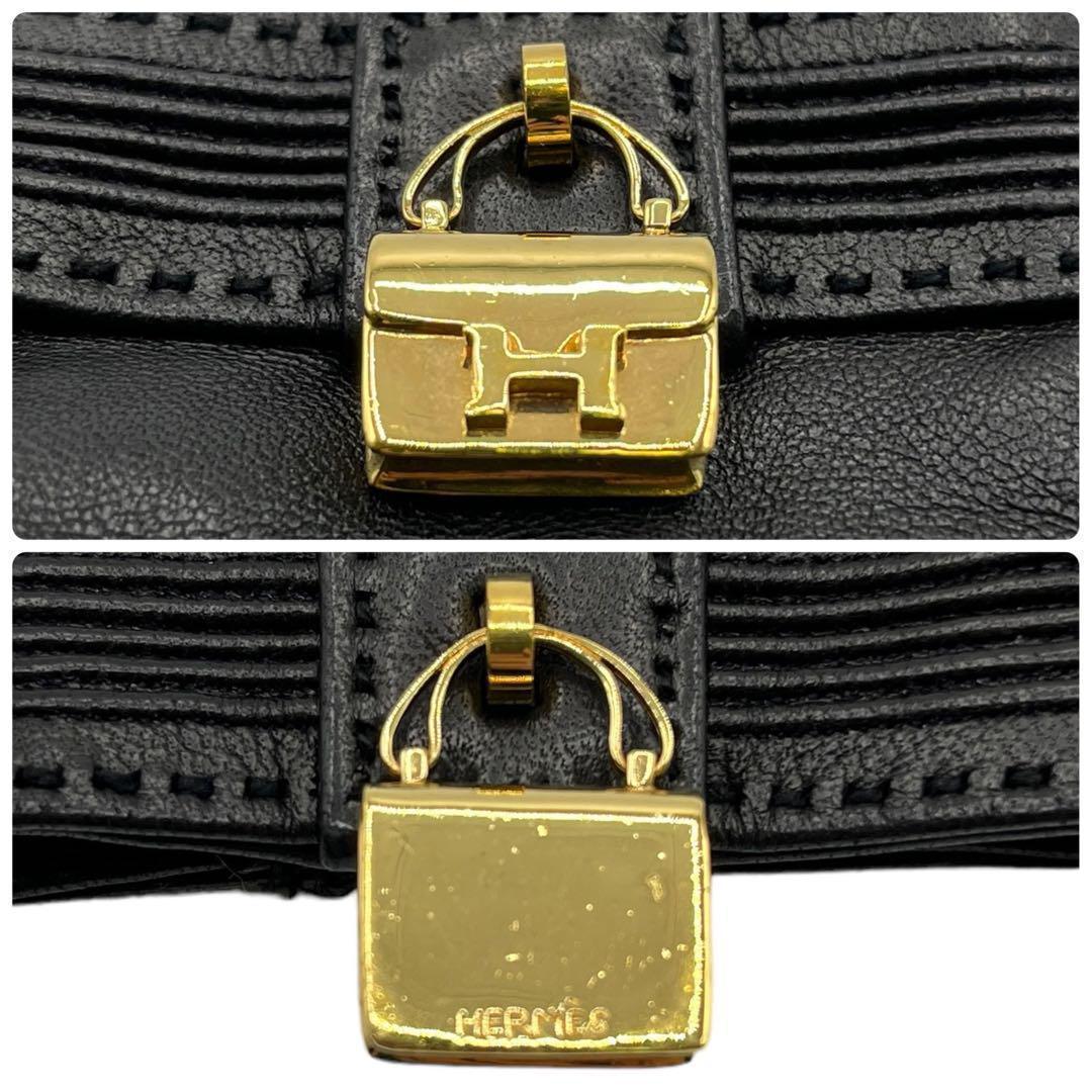 美品 エルメス ラムスキン コンスタンス ケリー 6 グローブ 黒 レディース