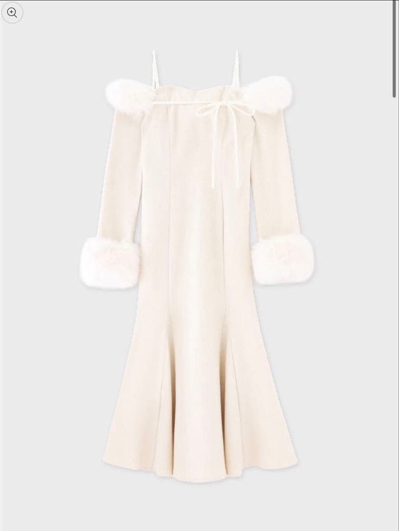Fur sleeve ribbon ｍermaid onepiece