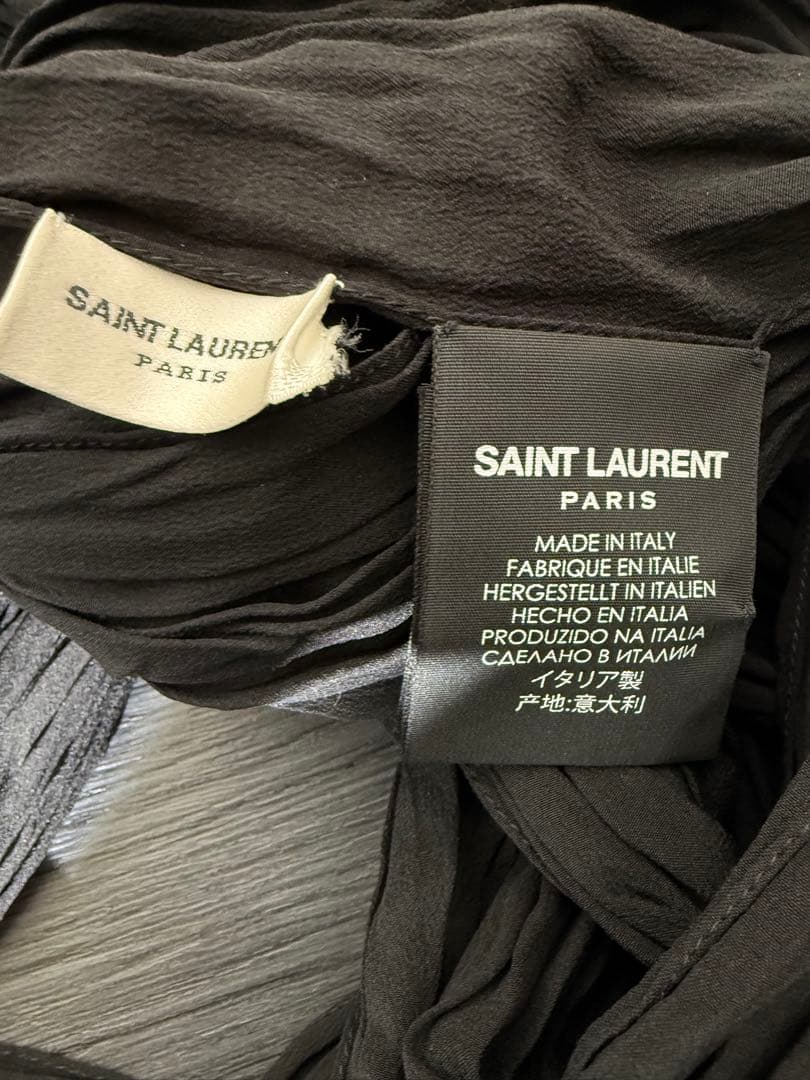 サンローランパリ ビーズ装飾 プリーツストール