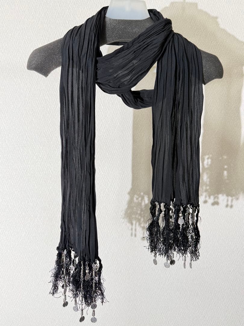サンローランパリ ビーズ装飾 プリーツストール