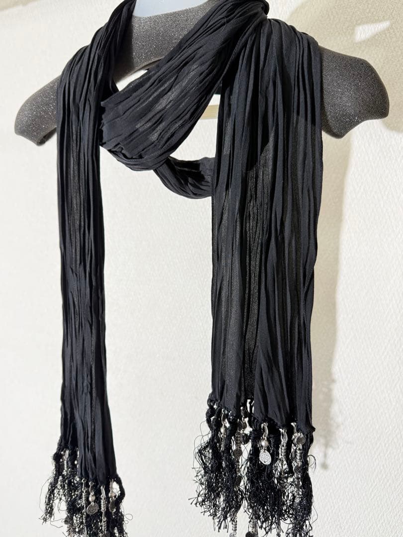 サンローランパリ ビーズ装飾 プリーツストール