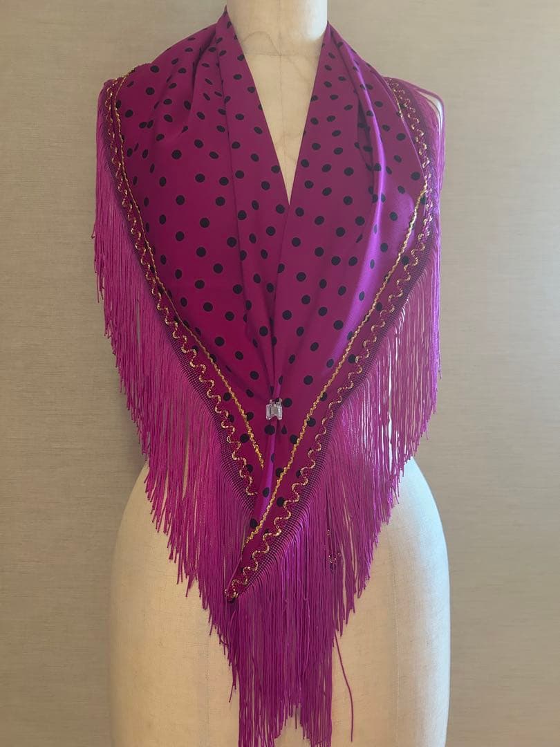 ④赤紫　フラメンコ衣装 用紫色水玉シージョ　新品未使用