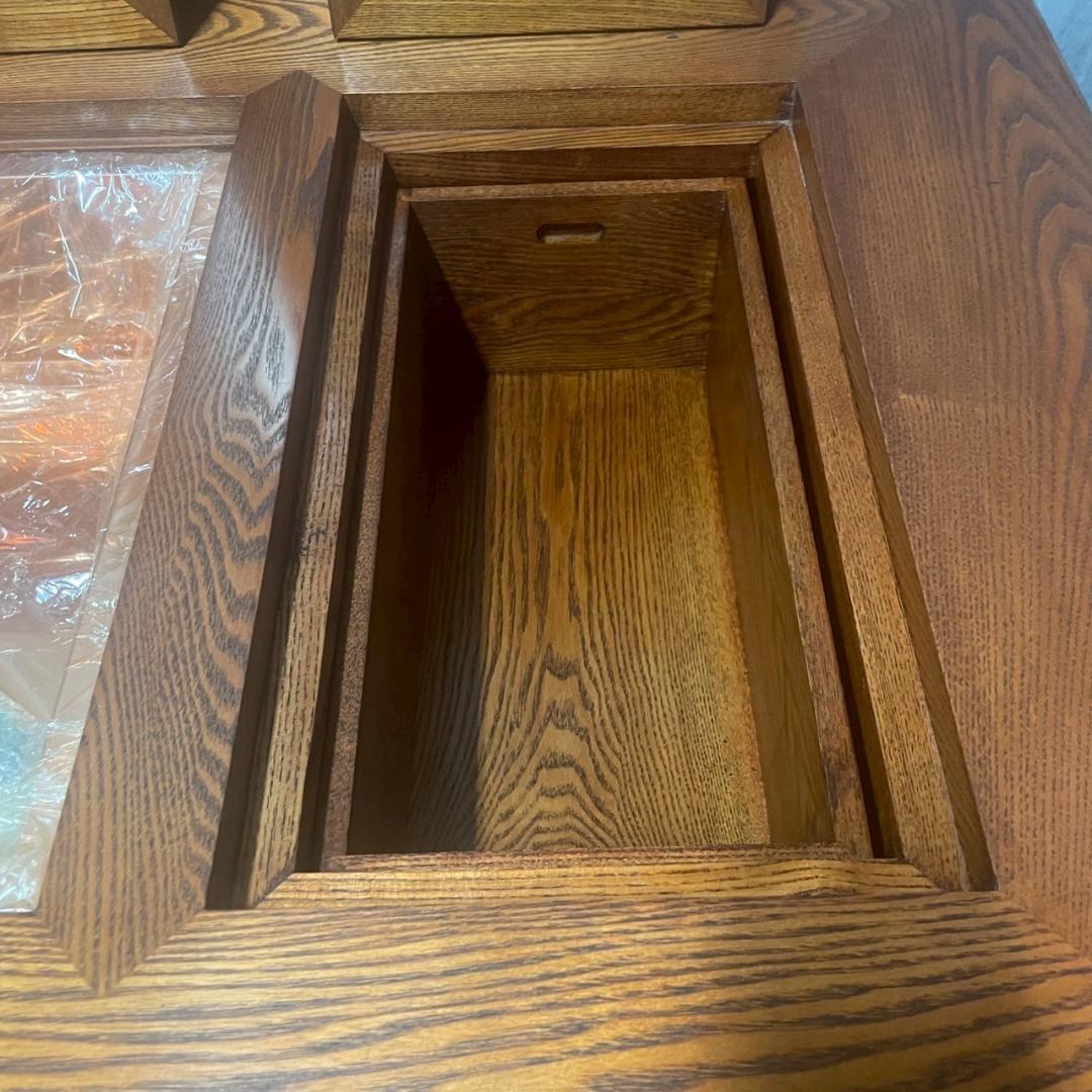 昭和レトロ アンティーク関西長火鉢 古民家家具 総欅無垢材 テーブル