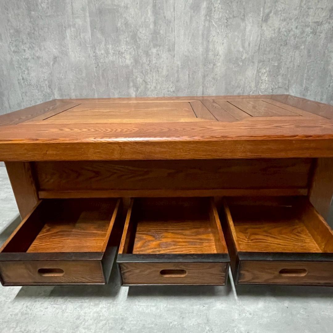 昭和レトロ アンティーク関西長火鉢 古民家家具 総欅無垢材 テーブル