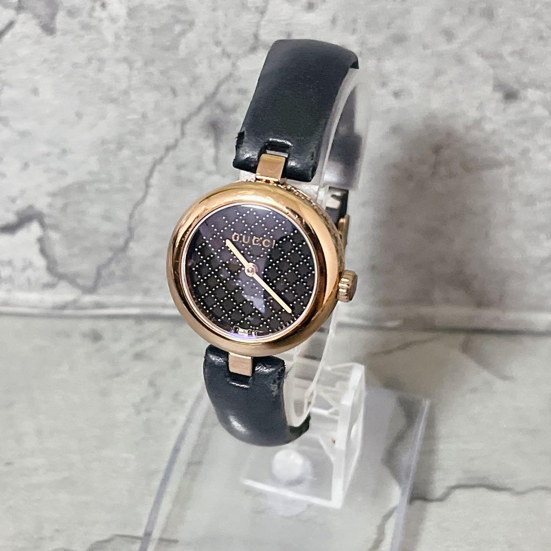 希少 GUCCI ディアマンティッシマ スモール 141.5 黒文字盤 腕時計