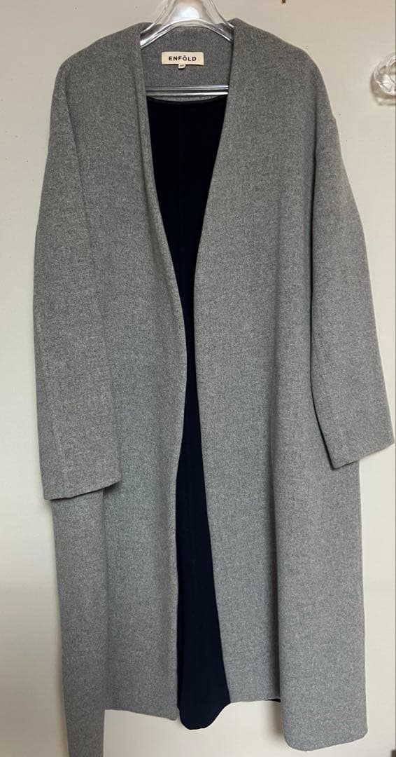 S*A様 ENFOLD グレー ノーカラーロングコート　38