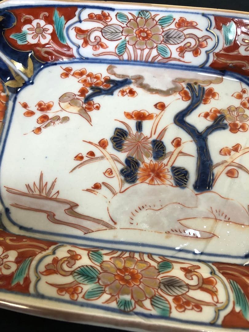 割引❗️《R》伊万里 金彩色絵 花鳥文様 長皿5客 木箱　250725F1