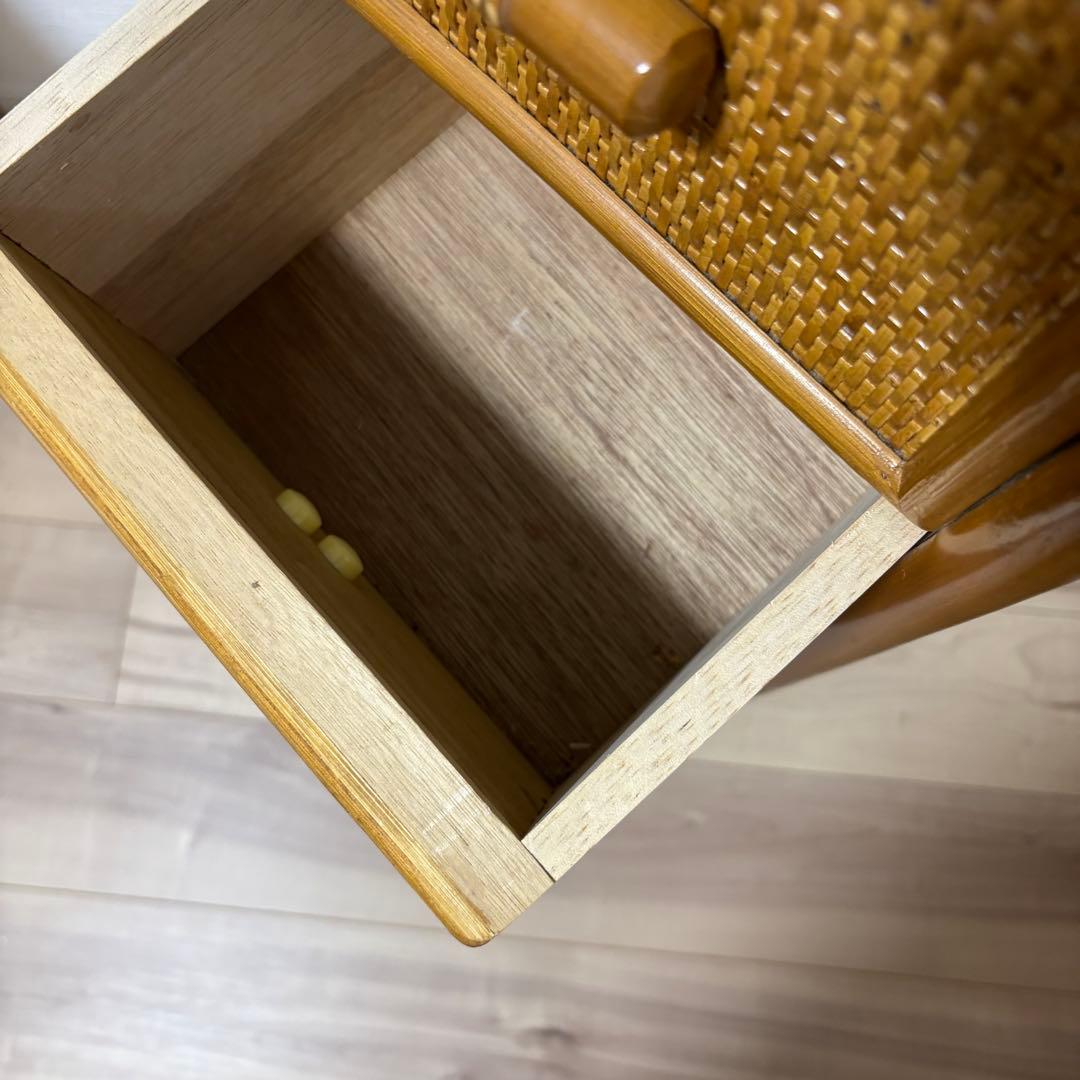 ラタン　5段チェスト　棚　引き出し　ラック　アジアンテイスト スリム