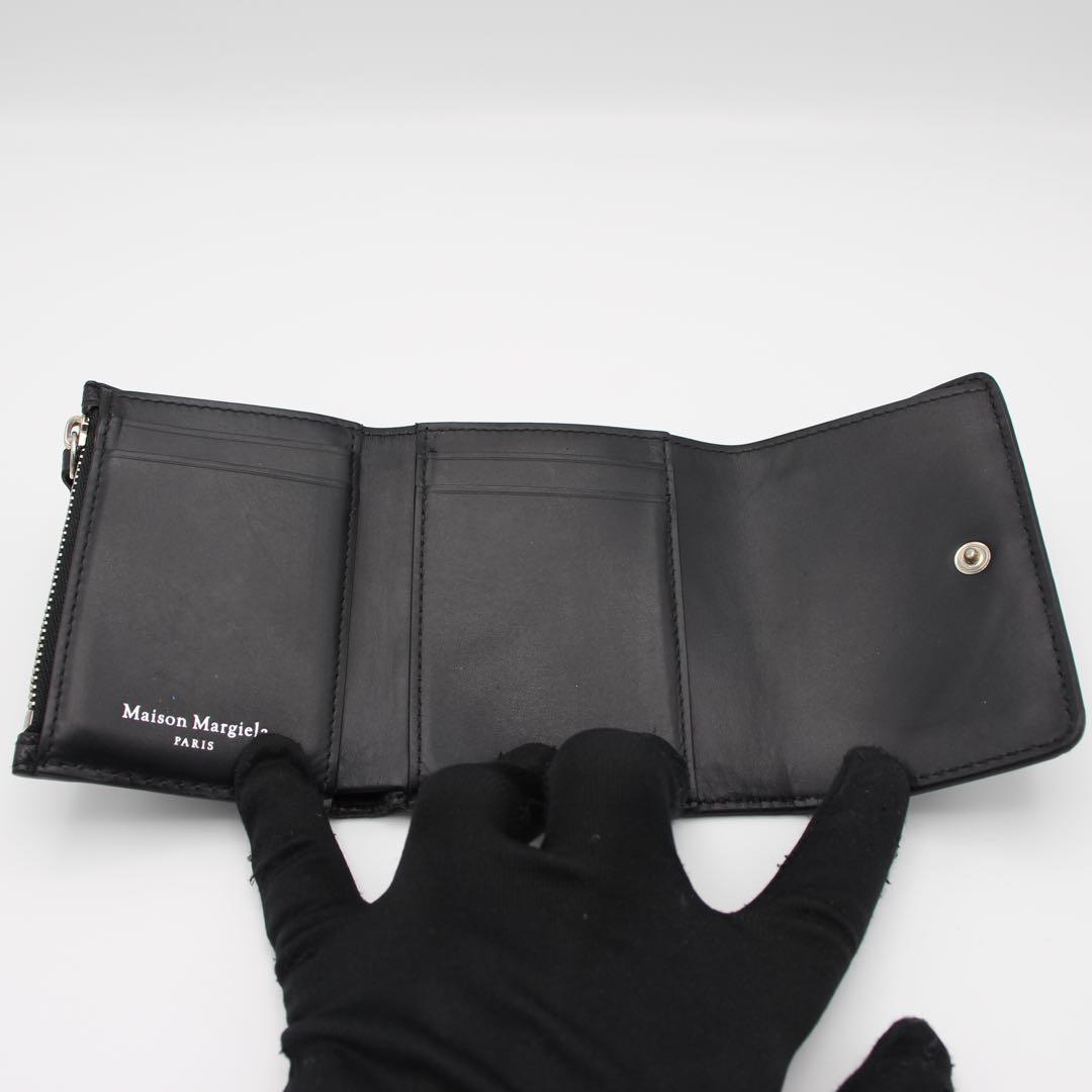Maison Margiela 黒 レザー 三つ折り財布　シボ革