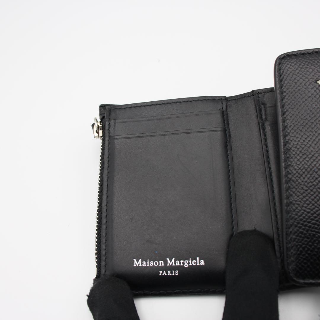 Maison Margiela 黒 レザー 三つ折り財布　シボ革