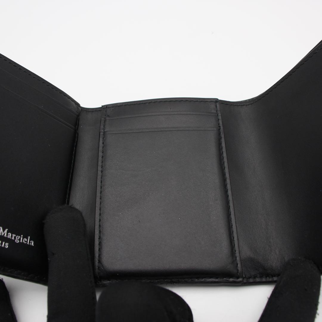 Maison Margiela 黒 レザー 三つ折り財布　シボ革