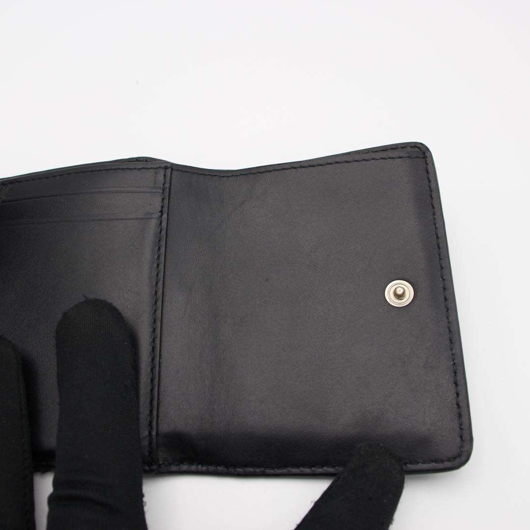 Maison Margiela 黒 レザー 三つ折り財布　シボ革
