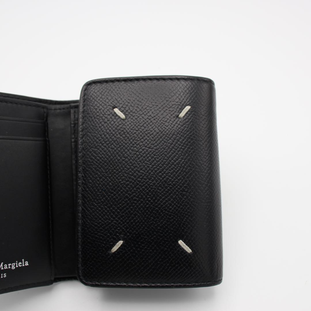 Maison Margiela 黒 レザー 三つ折り財布　シボ革